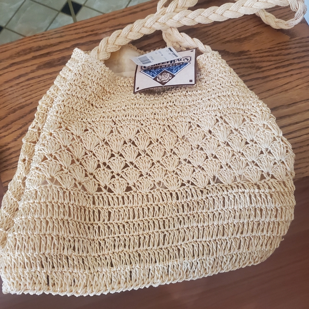 Carpet bags of America crocheted purse new with tags tan